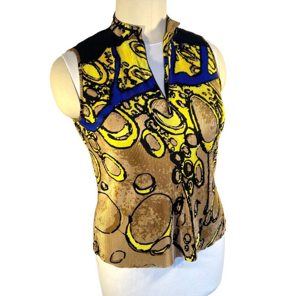 Jamie Sadock L Cooltrex Golf Sleeveless Electric Avenue Top Accordian Pleat 1/4 - Picture 2 of 11